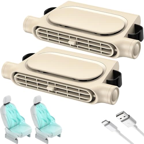 2 Pack Car Seat Fan for Backseat for Kids, Mini Portable Battery Operated Back Seat Baby Quiet Headrest Neck Cooling Fan with 3 Adjustable Wind Speeds All Cars Vehicle RV Truck