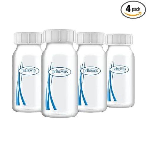 Dr. Brown's Breast Milk Collection Bottles with Storage Caps, Breast Pumps Compatible, Collect, Store, and Keep Milk Fresh, BPA Free – 4-Pack