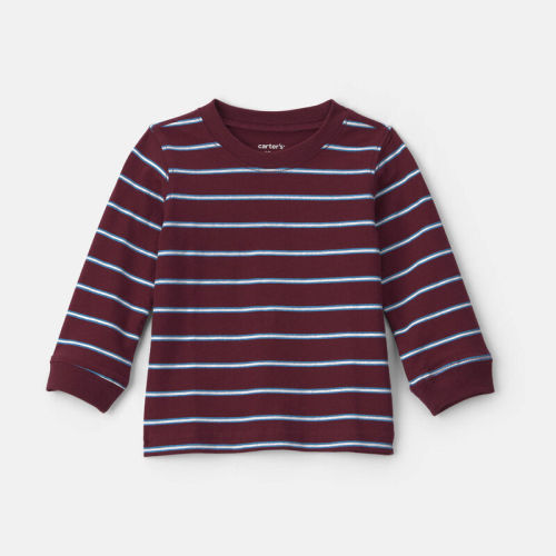 Toddler Boy Striped Long-Sleeve Top - Burgundy | Carter’s Oshkosh Canada