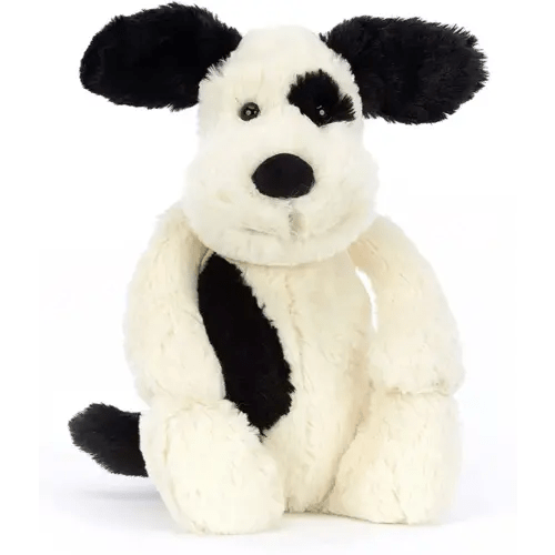 Jellycat Bashful Black and Cream Puppy Stuffed Animal, Medium 12 inches - Dogs and Puppies Plush Toy - Classic Children's Gift