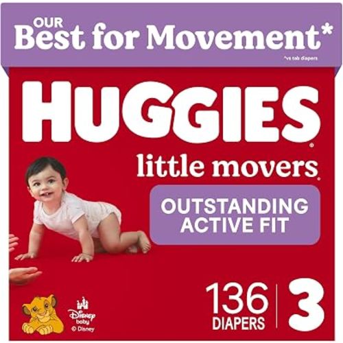 Huggies Little Movers Diapers Size 3, 136 Count