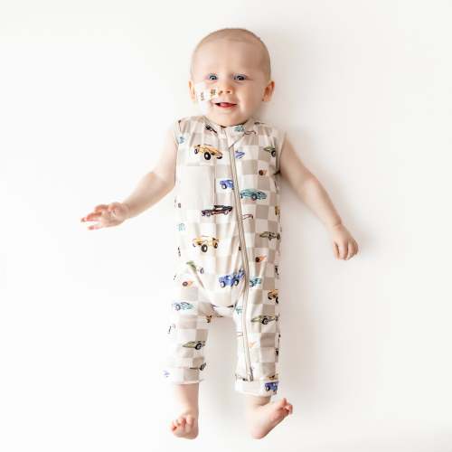 Zippered Sleeveless Romper in Fast and Fierce