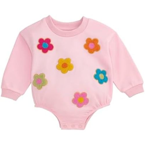 Mud Pie Baby Girls' Mud Pie Baby Girl Flower Sweatshirt Bubble
