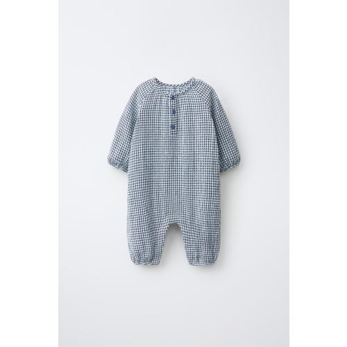 PLAID LONG JUMPSUIT - Blue | ZARA United States