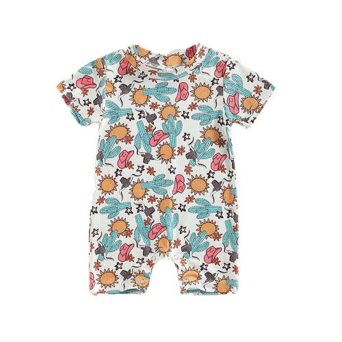 Gelikeya Bodysuit for Baby Boy Clothes Fashion Graphic Letter Print Short Sleeved Jumpersuit Casual Summer Toddler Rompers (#01 White, 6-12 Months)
