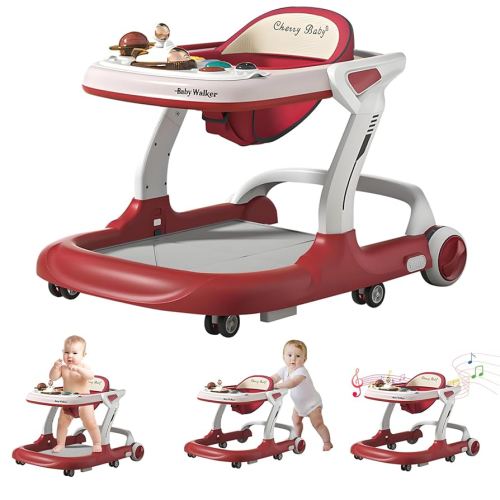 5 in 1 Baby Walker with Wheels,Adjustable Speed Activity Baby Walker,Anti-Fall Bouncer Combo Baby Walkers,Detachable Trampoline Mat for Boys Girls Babies 6-18 Months