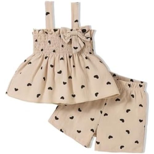 Toddler Girl Clothes Baby Girl Summer Outfits Ruffle Sleeveless Shirts Tops Shorts Set for Girl Clothing