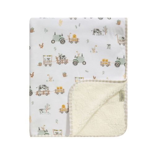 Living Textiles Jersey Sherpa Blanket Tractor Ride