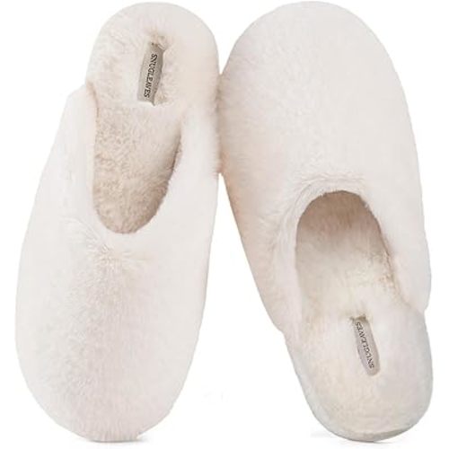 Snug Leaves Women's Fuzzy Scuff Slippers Soft Comfy Memory Foam Non-slip Indoor House Shoes