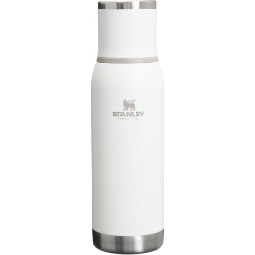 Stanley Adventure-To-Go Vacuum Bottle 25 oz | Wide Mouth with Leakproof Cup Lid | Keep Drinks Hot or Cold | Packable for Travel | Insulated Stainless Steel Thermal Bottle | BPA-Free | Frost White