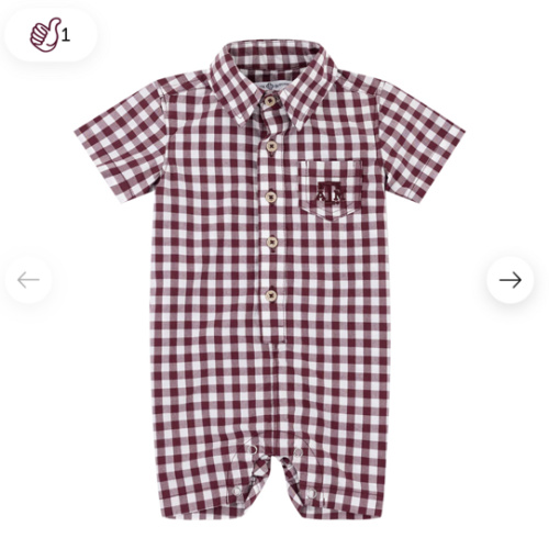 Texas A&M Collegiate Outfitters Boys Plaid Romper - Maroon