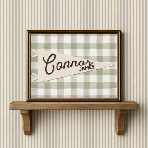 Personalized Nursery Name Sign Kids Name Pennant Banner Vintage Pennant Wall Art Custom Baby Name Print Personalized Baby Shower Gift Idea