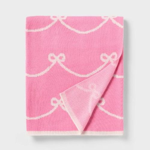 48"x58" Pretty Bow Kids' Throw Blanket Pink - Pillowfort™