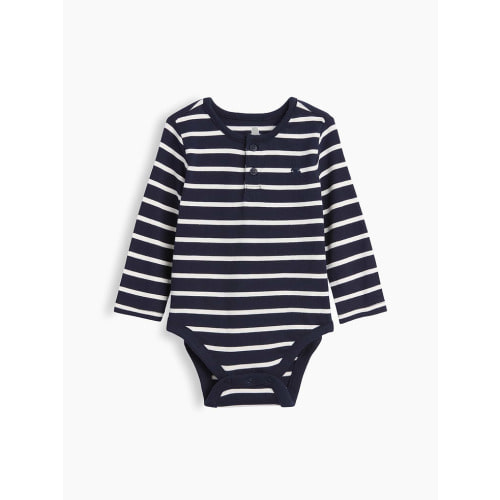 Baby First Favorites Organic Cotton Stripe Henley Bodysuit