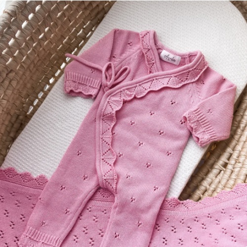 Dahlia Full Length Pointelle Romper - Blossom – Avalia Kids