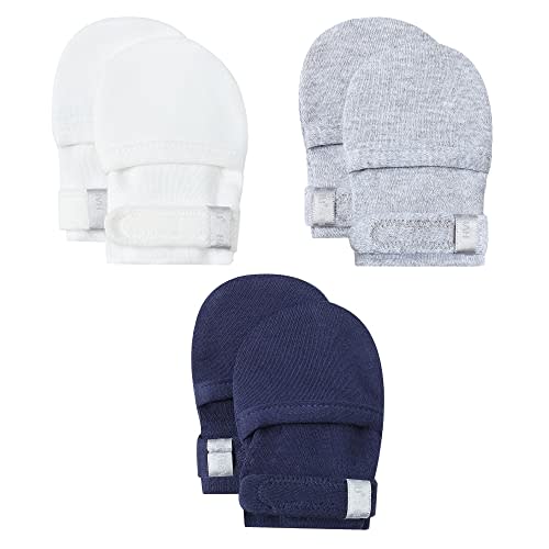 HAPIU Baby No Scratch Mittens Stay On, 100% Cotton Breathable, Adjustable Infant Gloves for Boys Girls, Newborn - 12 M
