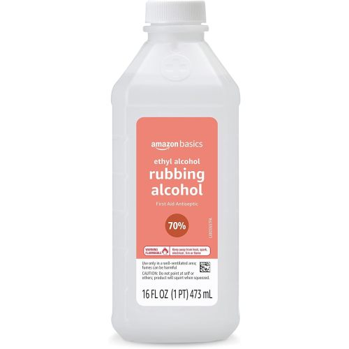 Amazon Basics 70% Ethyl Rubbing Alcohol First Aid Antiseptic, Unscented, 16 Fluid Ounces (Previously Solimo)