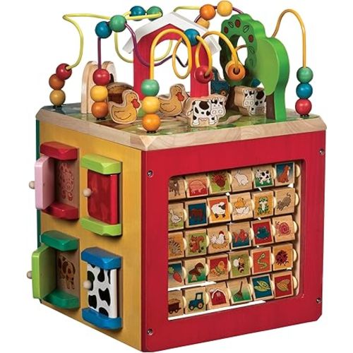 Battat – Activity Cube With Farm Theme – Educational Wooden Toys For Toddlers And Kids – 1 Year +