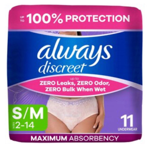 Always Discreet Post-Partum Underwear, Women, S/M, 11 CT