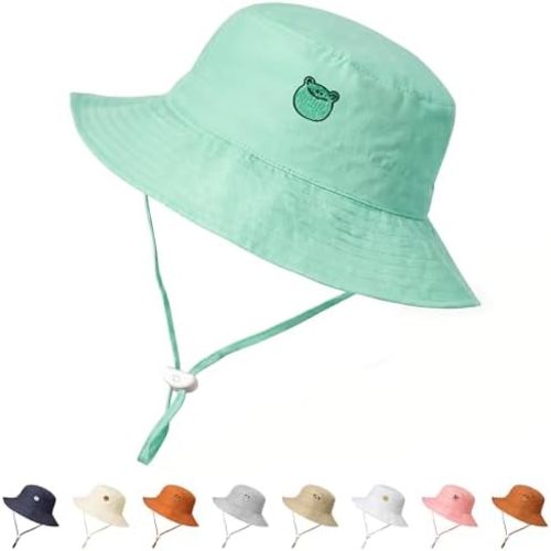 RIVBOS Baby Sun Hat UPF 50+ Cute Animal Pattern Summer Beach Kids Toddler Bucket Hat for Boys Girls 0-7 Years