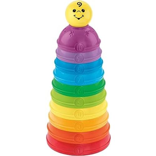 Fisher-Price Baby Stacking & Nesting Stack & Roll Cups, Set of 10 Multi-Color Toys for Infants and Toddlers Ages 6+ Months