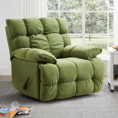 Ivy Bronx Adyen 43.5"W Oversize Upholstered Recliner, 360° Swievel, 30° Rocking & Reviews | Wayfair