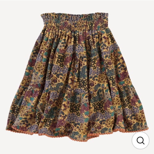smocked tiered pom pom maxi skirt | taffy ditsy | bamboo – kate quinn
