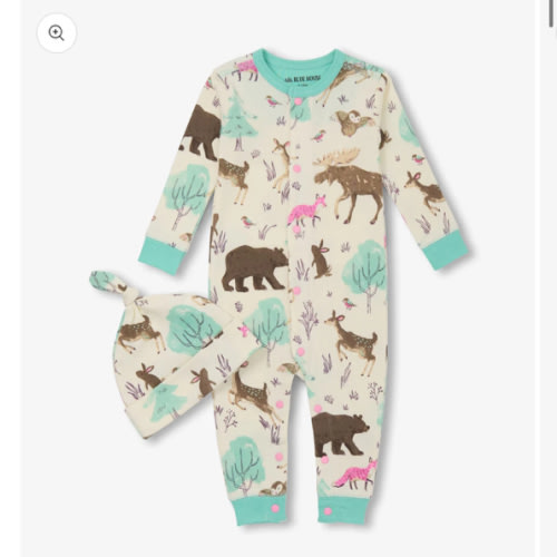 Baby Girls Forest Animals Sleeper & Hat
