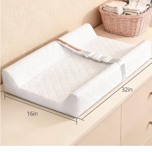 Waterproof Baby Changing Pad, Non-Slip Wipeable Diaper Changing Mat with Safety Strap 32x16 Inch Infant Diaper Change Pad Suitable for Dresser & Table