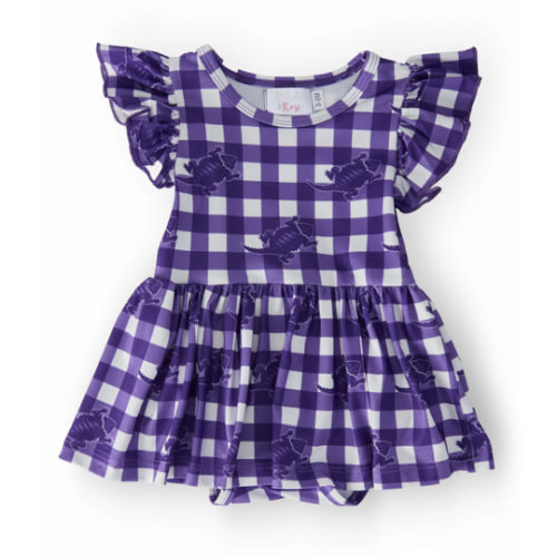TCU Plaid Frog Flutter Twirl Bodysuit - 0-3mo