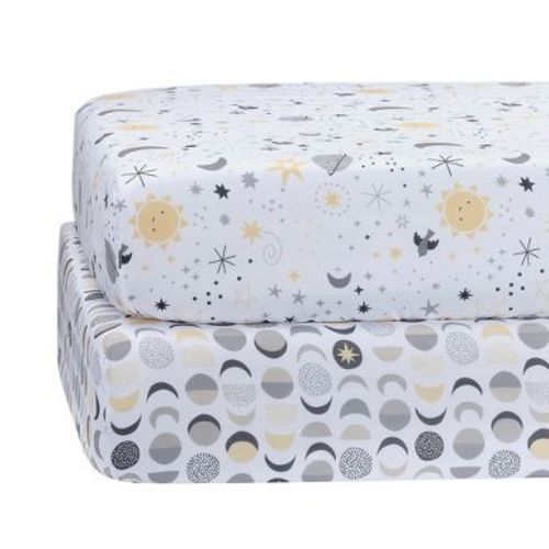 Bedtime Originals Celestial Moon/Stars 2-Pack Fitted Crib/Toddler Sheet Set