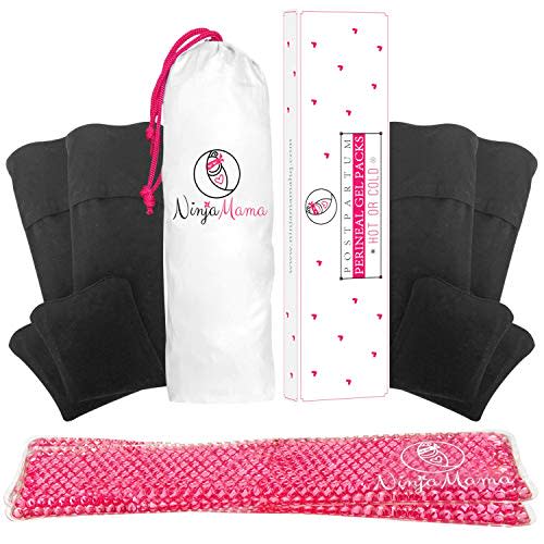 Ninja Mama Perineal Ice Packs for Postpartum Soothing Relief for Postpartum Hemorrhoid Pain Childbirth Recovery Care - Labor and Delivery Essentials - Reusable - Hot or Cold - Pack of 2