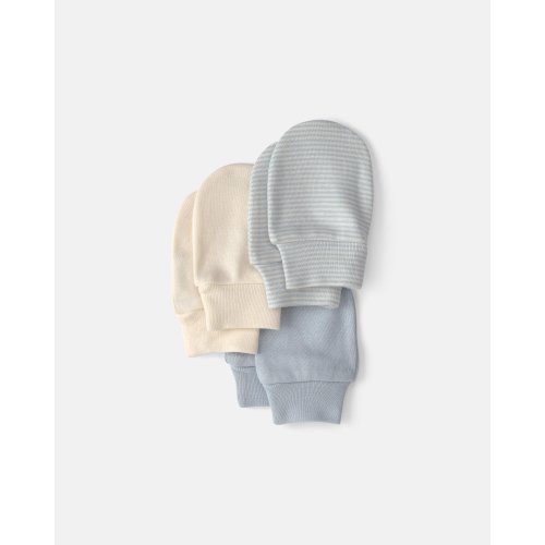 Baby 3-Pack Mitts - Blue/Ivory