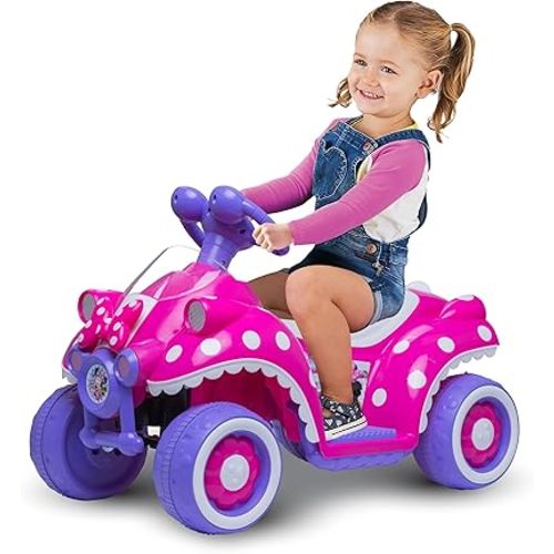 Kid Trax Toddler Disney Minnie Mouse Quad Ride-On, Kids 18-30 Months, 6V Battery and Charger Included, Max Weight 45 lbs, Hot Pink
