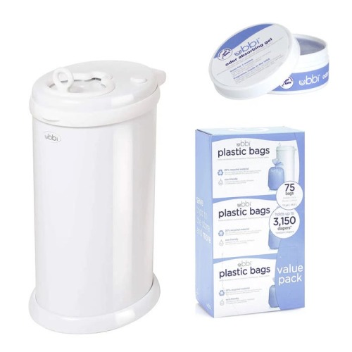 Diaper Pail + Plastic Bags (3 Pack) + Odour Absorbing Gel (3 Pack)