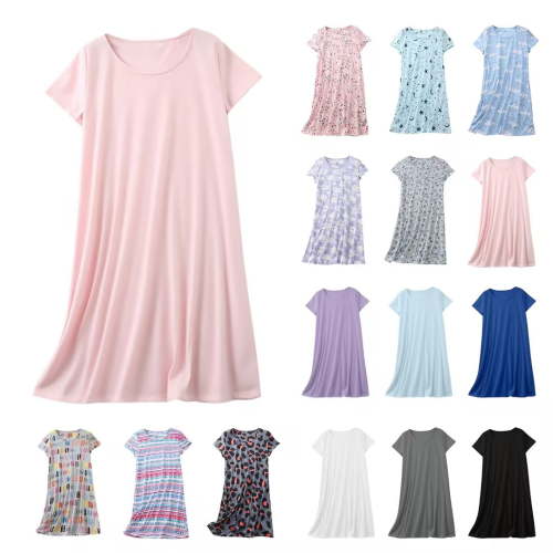 Bovxnpu Nightgowns for Women, Women's Nightgown Cotton Sleep Shirts Short Sleeve Nightshirt Pullover Nightdress Soft Sleepwear