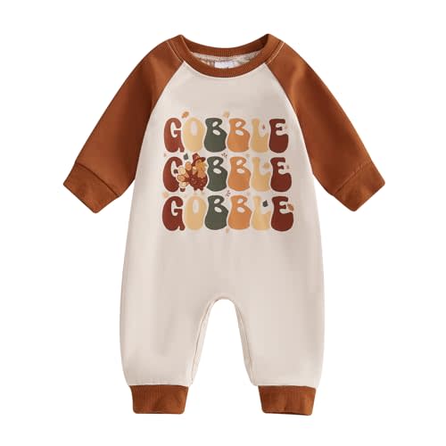 FYBITBO My First Thanksgiving Baby Boy Girl Outfit Little Turkey Jumpsuit Romper Onesie Newborn Thanksgiving Clothes