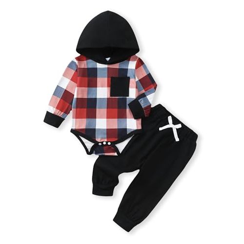 NZRVAWS Newborn Baby Boy Clothes Infant Boy Clothing Hoodie Sweatshirt Long Pants Outfit Set Fall Winter 0-18M