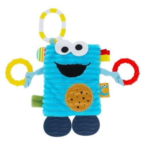 Sesame Street Cookie Monster Tug & Tag 10" Inch Plush Sensory Soft Activity Teether Toy