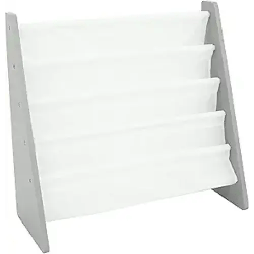 Humble Crew Kids Bookshelf, 4-Tier Front-Facing Book Display Organizer, Montessori Toddler Bookcase for Playroom, Bedroom & Reading Corner, Grey Wood/White