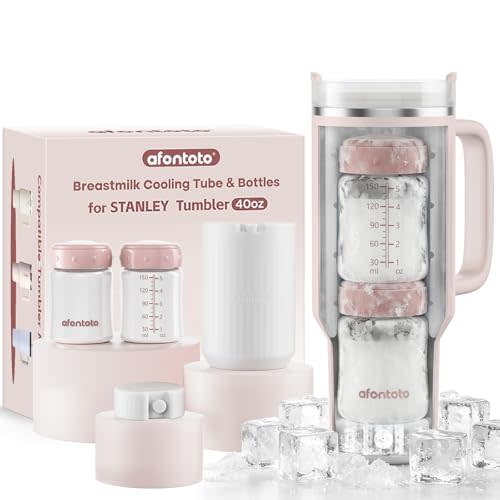 Breast Milk Cooler Compatible with Stanley Cup (40oz), Portable Breastmilk Cooler Fit 40oz Stanley Tumbler for 12H+ Safe Storage, Privacy-Protecting Breastmilk Chiller with 2pcs Milk Storage Bottle