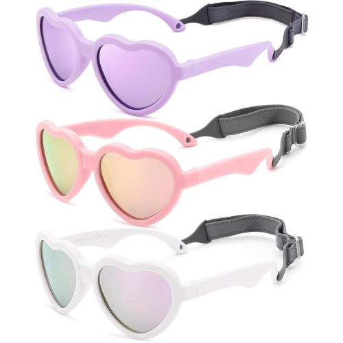 COASION Heart Baby Sunglasses with Strap Polarized Age 0-24 Months UV400