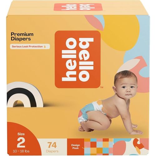 Hello Bello Premium Diapers Size 2, Honeysuckle Designs, 74ct Club Box, Hypoallergenic and Extra Absorbent
