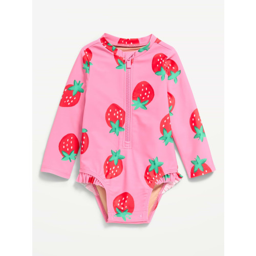Long-Sleeve Rashguard Swim One-Piece, Size: 6-12mo