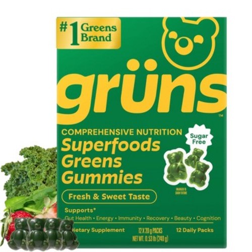 Grüns Adult Sugar-Free Superfoods Greens Gummies - 96ct/12 Servings