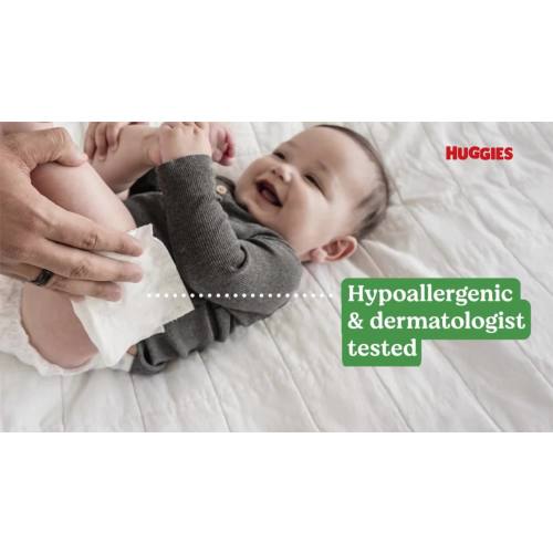 Huggies Natural Care Sensitive Baby Wipes, Unscented, 3 Pack, 168 Ct, Hypoallergenic, Dermatologist-Tested