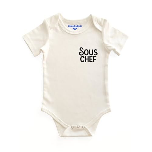 Chunky Deli Sous Chef Baby Bodysuit Gender Neutral Foodie Outfit - Soft 100% Cotton Unisex Short Sleeve One-Piece