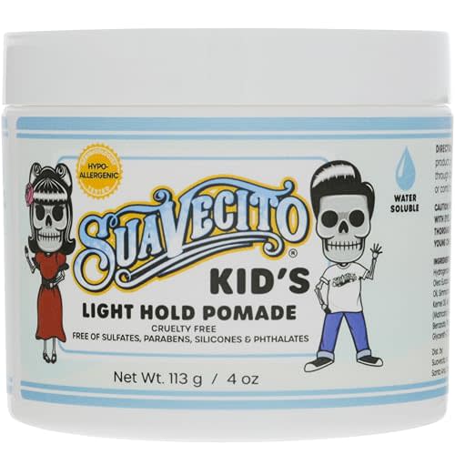 Suavecito Kid's Pomade Calming Chamomile Scent Light Hold 4 oz. - Water Based Flake Free Hair Gel - Dermatologist-Tested, Hypoallergenic Formula - Free of Sulfates, Parabens, and Phthalates