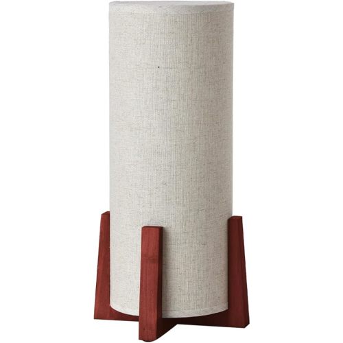 KUNJOULAM Modern Small Table Lamps, Nightstand Lamp with Linen Fabric Shade, 13.9" Cylinder Bedside Table Lamp for Bedroom, Cafe, Living Room Home Decor