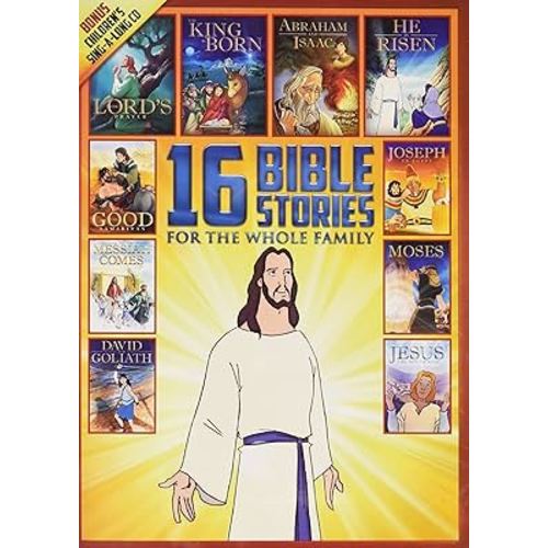 16 New and Old Testament Bible Stories for the Whole Family - Over 7 Hours on 2 DVDs - Includes Bonus Children's Sing-a-long CD (Jesus Cover)